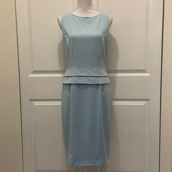 Les Copains Azure Blue Sleeveless Dress with Tiered Detailing at Waist - Picture 1 of 16